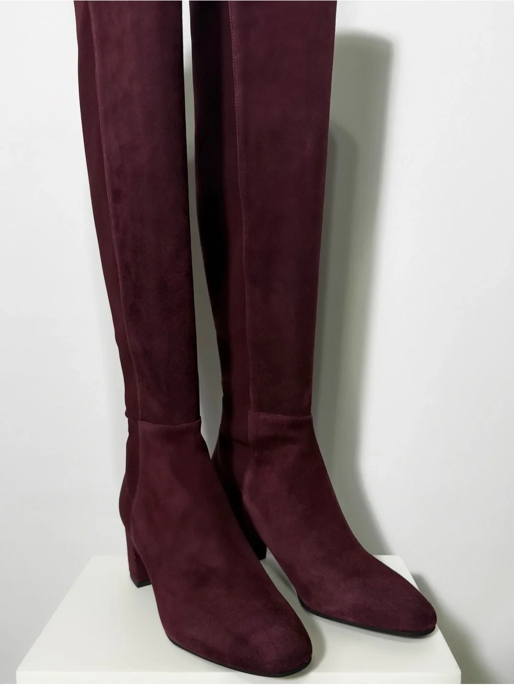 Stuart Weitzman Over-the-Knee Suede Boots in Deep Burgundy | Size 6